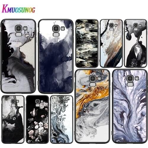 Black White Watercolor Textures For Samsung Galaxy J8 J7 Duo J6 J5 Prime J4 Plus J3 J2 Core 2018 2017 2016 Phone Case Cover