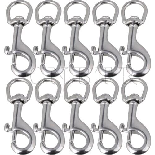 CNBTR 90mm Silver Keychain Strap 304 Stainless Steel Round Swivel Swivel-Eye Bolt Snap Rotate Hook Pack of 10