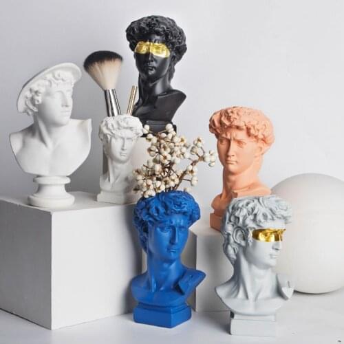 Nordic Style Home Decor Vase Creative Human Head Portrait Flower Vases Room Decoration Resin David Flower Vase Room Decor