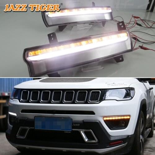 Daytime running lights For Jeep Compass 2016 2017 2018 2019 Drl with turn signals Daylights LED for cars auto fog headlights