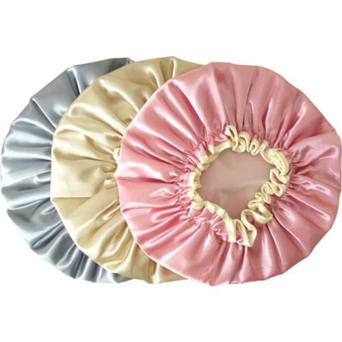 Double Waterproof Shower Cap Dust Cap Cosmetic Stretch Care cap Elastic Band Hat Bath Cap for Bathroom Supplies