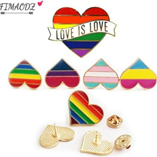 FIMAODZ Rainbow Heart Flags Lapel Pin Lesbian Gay Pride LGBT Badge High Quality Jackets Brooch For Men Women