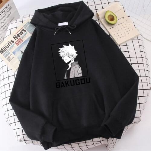 Hot Sale My Hero Academia Bakugou Cool Print Mens Hooded Coldproof Vogue Clothing Loose Vintage Hoodie Big Size MenS Sweatshirt