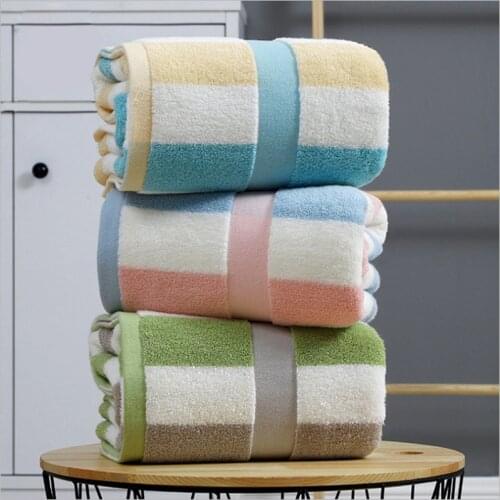 Cotton Color Stripe Long Travel Hotel Hostel Portable Washcloth Gym Yoga Running Large Towel Beach Sun Bath Towels