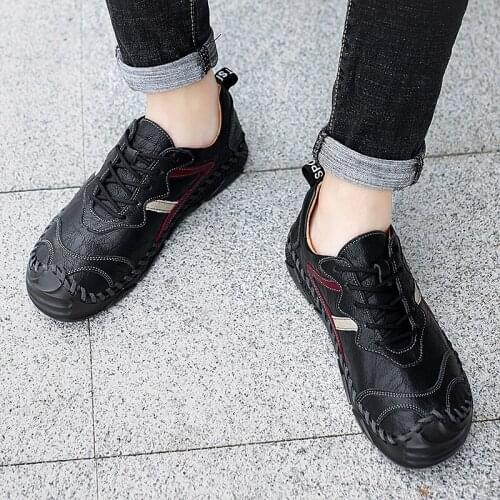 Classic casuales Male leather uomo size large breathable hombre casual 47 loafers mens zapatillas genuine white scarpe men mens