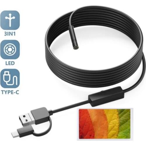 5.5mm 7mm TYPE C USB Mini Endoscope 1m 1.5m 2m Flexible Hard Cable Snake Borescope Inspection Camera for Android Smartphone PC