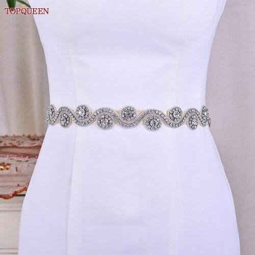 TOPQUEEN S10 Fashion Wedding Bridal Belt luxury Bling Belts for Women Jeweled Sash Shiny Rhinestone Belt Formal Dress Sash Belt