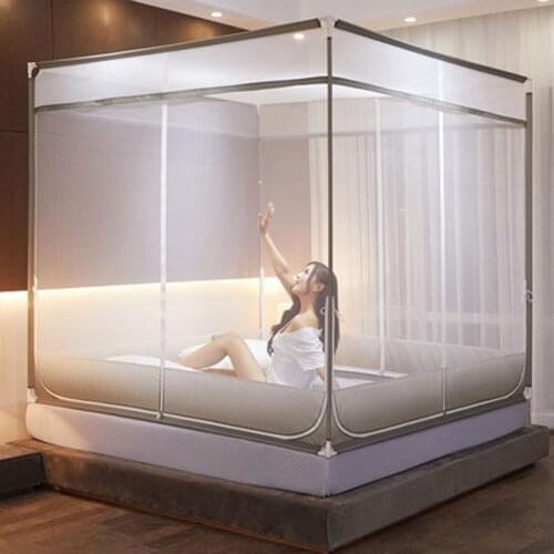 Large Space Square Top Mosquito Net Three Doors Double Bed Tent Encryption Insect Mesh Household Mosquito Net