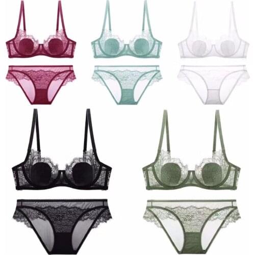 Sexy Eyelashes Lace Plus Size Bra And Panties Set Thin Cotton Breathable Push Up Lingerie Female Intimate Women Underwear Set