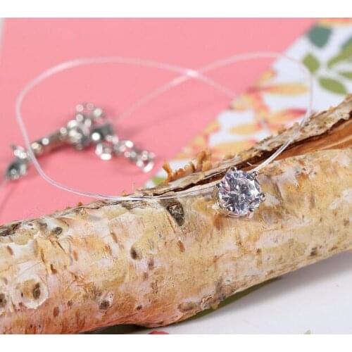Transparent Fishing Line CZ Chokers Necklace for Women Girls Elegant Wedding Necklace Crystal Charm Charming Chokers Best Gifts