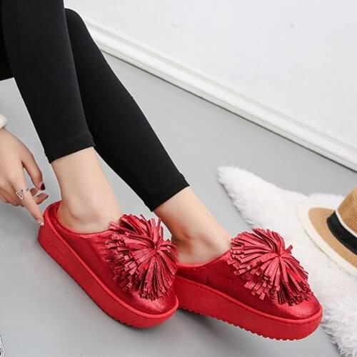 Plush warm Home flat slippers Lightweight soft comfortable winter slippers Womens cotton shoes Indoor plush slippers