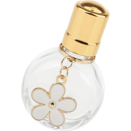 Clear Glass Perfume Roll on Bottles W/ Flower Hangtags Lip Gloss Liquid Vials