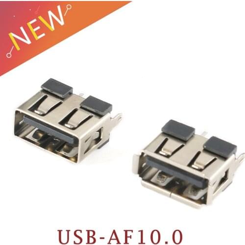 10Pcs/lot USB Type - A AF10.0 Female PCB Mount Socket Connector 4PIN SMT length: 10.0mm USB Connector