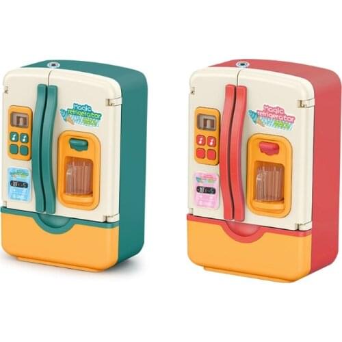 Realistic Pretend Play Toy Kids & Toddler Refrigerator with Simulated Sound Light Role Play Dollhouse Simulation Toy 69HE