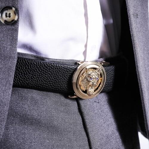 Man designer high-grade genuine leather Belt wolf eagle leopard Inlaid diamond Automatic buckle classic business affairs Belt