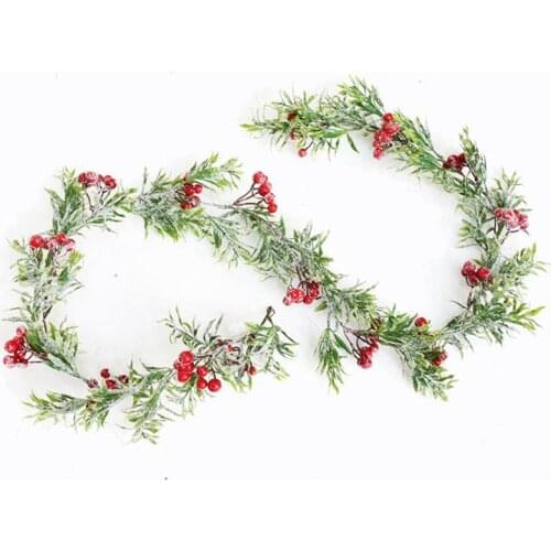 Christmas Wreath Artificial Vine Hanging Floral Foliage Garland Christmas Decorations For New Year Xmas Lanyard vine navidad