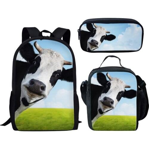 3D Printed Cow Bags Backpack Kids Backpacks Children Schoolbags For Boys Girls School Backpack Male Bag