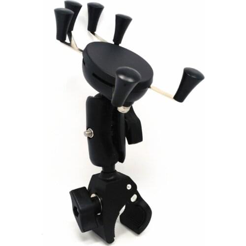 Ball Mount Double Socket Arm Rail Rod Motorcycle Handlebar Clamp Phone Stand Holder for gopro 4-6 inch Smartphone