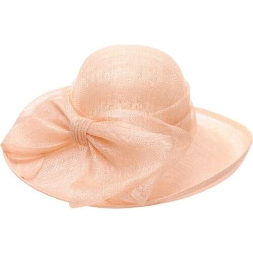 British Elegant Fedoras Hat Sunshade Curled Bowknot European American Fedora Cap Holiday Beach Sunscreen Ladies Hats H6859