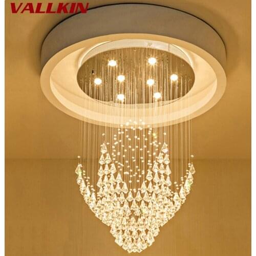 Modern Large Crystal Pendant Light LED Lighting for Hotel Hallway Stairwell Long Stair Light led Hanging Lmap Living Room Lamp