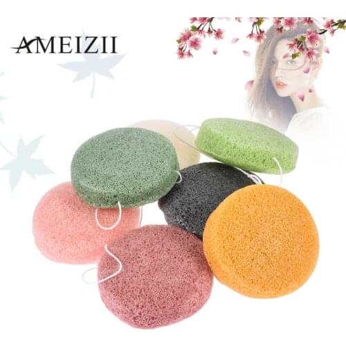 Round Shape Konjac Sponge Cosmetic Puff Face Cleaning Sponge Natural Konjac Puff Facial Cleanser Tool Fiber Wash Flutter