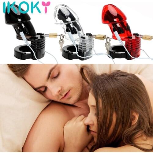 IKOKY Male Chastity Device Adult Products Electric Shock Erotic Medical Themed Toys Penis Cock Cage Sex Toys for Men