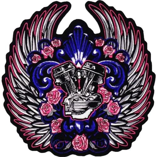 LARGE WINGS LADY Embroidered Sewing Label punk biker Patches Clothes Stickers Apparel Accessories Badge