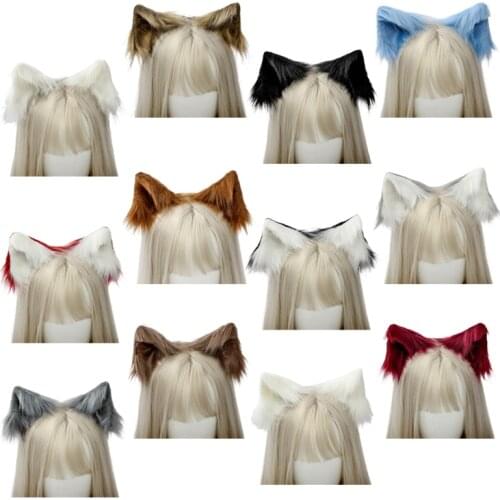 Handmade Faux Fur Kitten Wolf Ears Hair Clips Furry Animal Beast Alligator Hairpin Lolita Anime Cosplay Hair Accessories