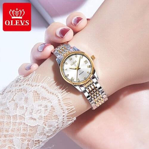 OLEVS Women Luxury Brand Automatic Mechanical Watch Waterproof Classic Steel Strap Mechanical Watch Gift