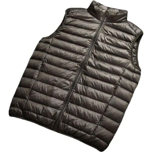 Winter Men Duck Down Vest Coat Ultralight Sleeveless Puffer Vest Jacket Fashion Stand Collar Windproof Duck Down Waistcoat