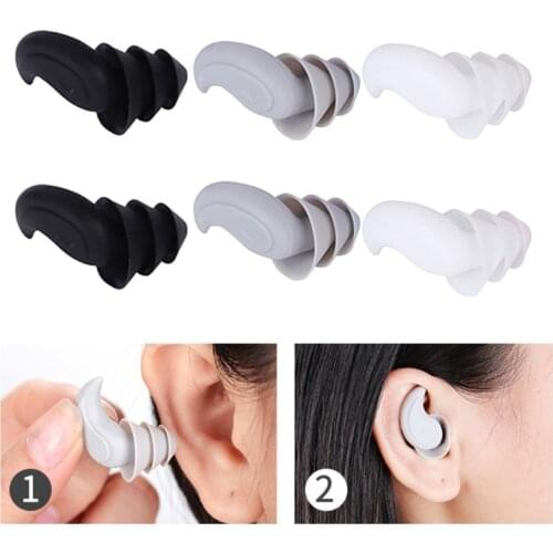 1Pair 3 Layer Soft Silicone Ear Plugs Tapered Sleep Noise Reduction Earplugs for Kid Swimming Studying Airplanes