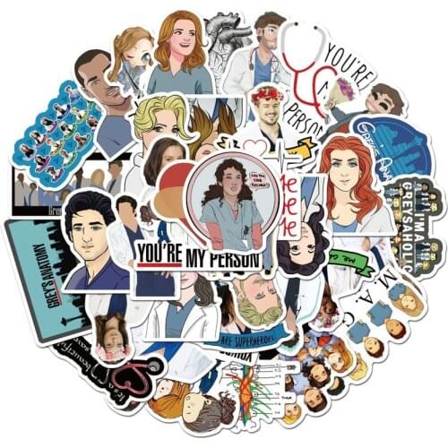 10/50pcs TV Show Greys Anatomy Waterproof Stickers Kids Toy Sticker for DIY Luggage Laptop Skateboard Car Decor Funny Sticker