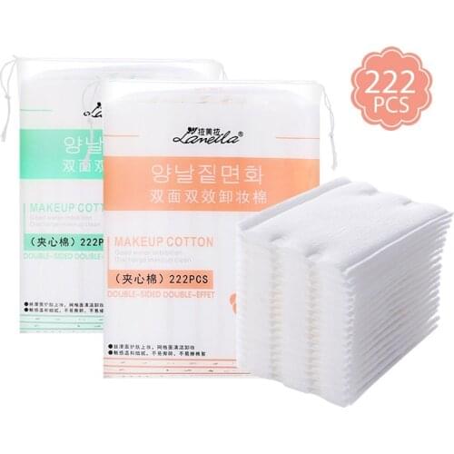 222 Pieces of Edging Sandwich Wipe Cotton Pads Double-Sided Double-Effect Makeup Moisturizing Makeup Remover Cotton Pads
