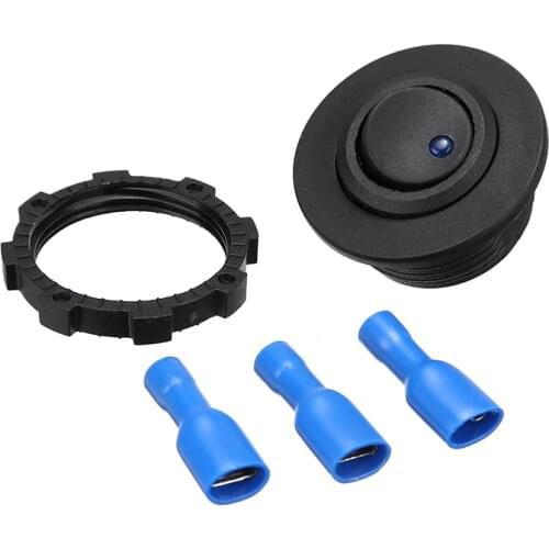 3 Pin 12V 24V Light Switch Blue LED Round Rocker Switch Motorhome Caravan Boat Campervan Rocker Button Switch