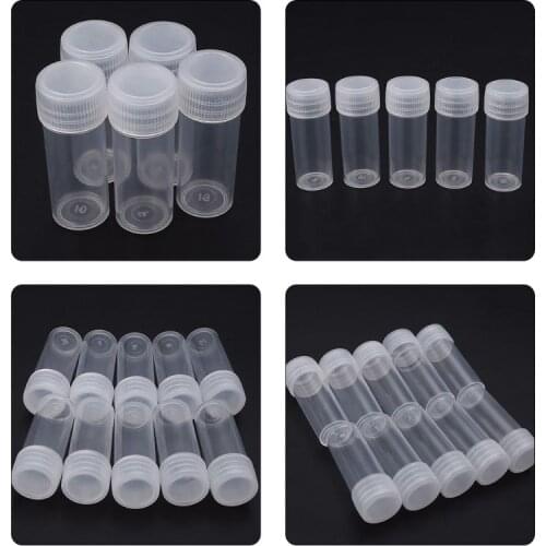 50 Pcs 5ml Plastic Sample Bottle Small Barrel Test Tube Vials Storage Container