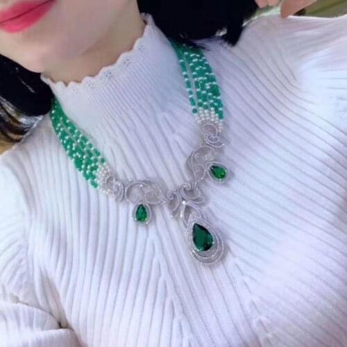 6rows freshwater pearl red/green/blue agate round pendant necklace nature beads wholesale 19inch FPPJ strand