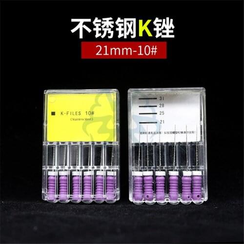 6Pcs/Pack Onone Dental Hand Use K-Files 21mm Stainless Steel Endodontic Root Canal Files Dentist Tools Dental Lab Instruments