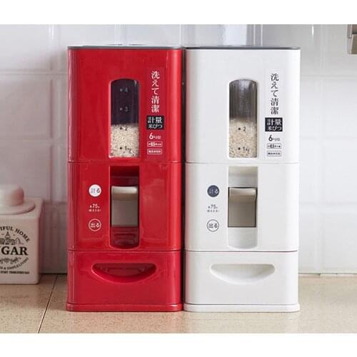 Sealed Rice Storage Box Cereal Grains Beans Flour Storage Barrel Measurable Rice Container Moisture-Proof Bucket 6kg/12kg