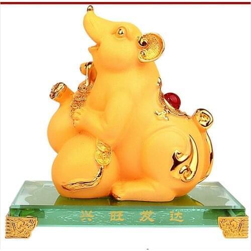 CHINESE ZODIAC RAT OX CATTLE BIG GOLDEN ZODIAC ANIMAL BRINGS HANDICRAFT FURNISHING EXQUISITE GIFTS SCULPTURE HOME DECORATION