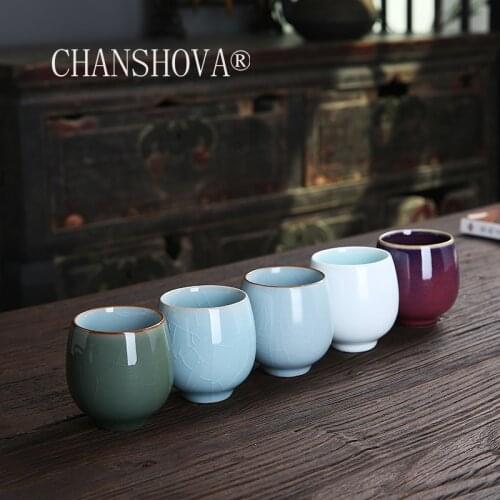 CHANSHOVA 100ml Traditional Chinese Style Crackle Random Texture Ceramic Teacup China Porcelain Small Coffee Cups H406