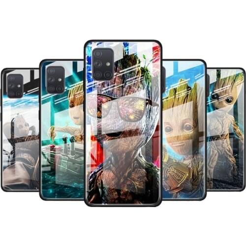 Groot Marvel Avengers for Samsung Galaxy S21 Ultra A71 A51 4G 5G A91 A81 A41 A31 A21 A11 A01 Tempered Glass Phone Case