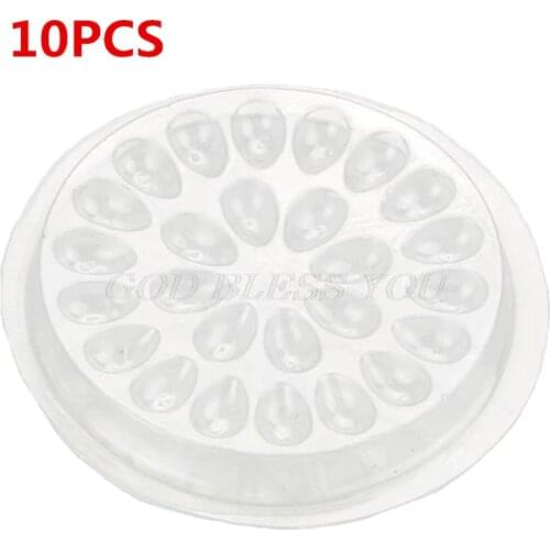 10Pcs Disposable Flower Shape Eyelash Extension Glue Holder Gasket Pads Transparent Eyelashes Adhesive Pallet With 27 Wells Tool