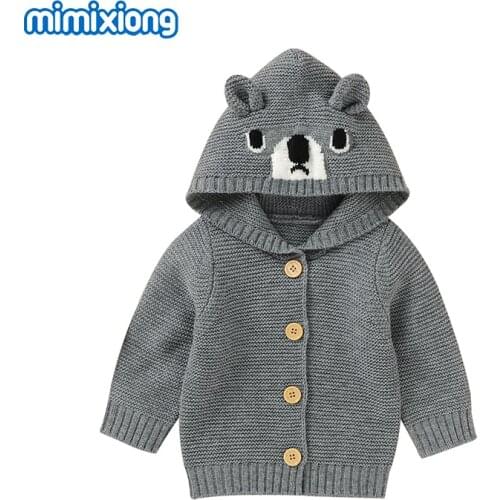 Baby Boy Girl Outerwear Sweaters Cardigans Autumn Hooded Long Sleeve Newborn Infant Knitted Jackets & Coats Winter Warm Knitwear