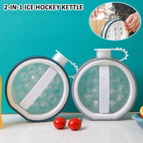 2 In 1 Ice Ball Maker Mold Portable Ice Cube Tray Large Capacity Ice Ball Maker Kettle Mold Leakproof Whiskey Ice Ball Mold