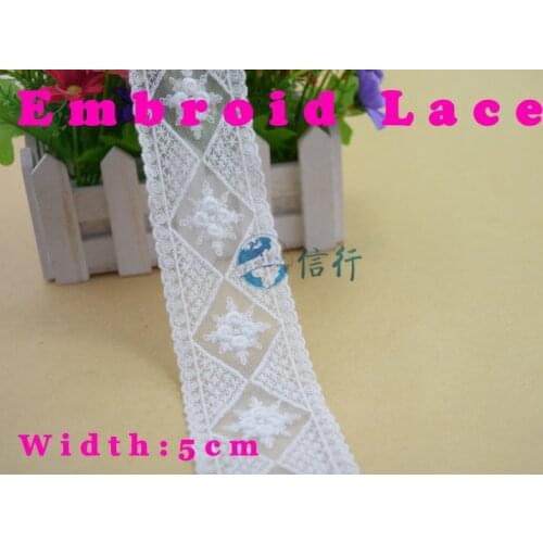 5cm width Cotton embroid lace sewing ribbon guipure trims or fabric warp knitting DIY Garment Accessories free shipping#3397