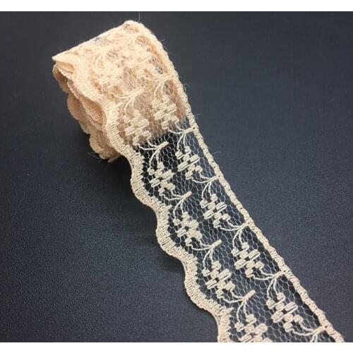 3/4" 20mm Wide (10yards/lot)Khaki Handicrafts Embroidered Net Lace Trim Ribbon DIY Wedding/Birthday/Christmas Decorations
