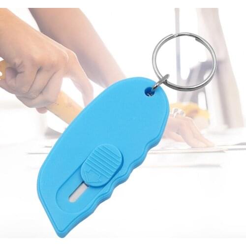 HOT SALES！！！Mini Portable Solid Color Paper Cutter Parcel Knife Key Holder Cutting Tool
