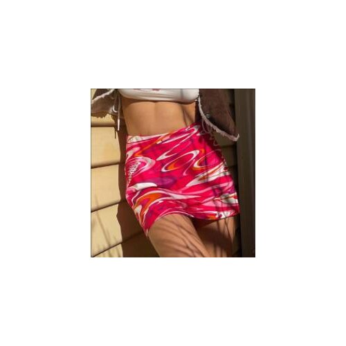 Womens A-Line Mini Skirt, Casual High Waist Geometric Print Above Knee Short Skirt