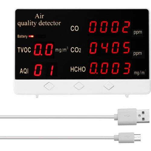 Multifunctional Digital Display High Accuracy CO CO2 HCHO TVOC Detector Air Quality Analyzer Monitor