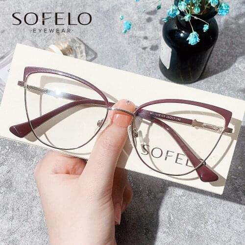 Fashion Cat Eye Myopia Glasses Frame Women Optical Prescription Eyeglasses Frame Ladies Red Stainless Steel Spectacles new 2021